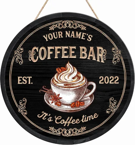 Miniatura 26 de Artsy Woodsy Letrero personalizado de madera para cafetería, placa de pared para decoración de cocina, regalos personalizados para amantes del café