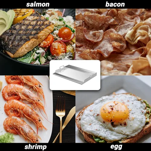 Miniatura 7 de Skyflame Plancha Universal de Parrilla de 23"x16", Parrilla Plana de Superficie de Cerámica Antiadherente para BBQ con Manija y Ranuras para Grasa