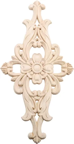 MUXSAM Apliques de madera tallados para muebles, 1 calcomanía sin pintar para puerta, pared, techo, armario, tocador, espejo, cama, mantel, banco, 1