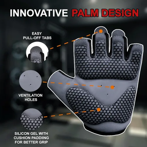 Miniatura 3 de FITNESS FORCE Guantes de entrenamiento transpirables para hombres y mujeres, guantes acolchados para levantamiento de pesas con protección completa