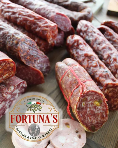 Miniatura 9 de Fortuna's Parmigiano Salami - Sin nitratos y gluten, cerdo totalmente natural, curado en seco, fabricado en Estados Unidos con queso parmigiano