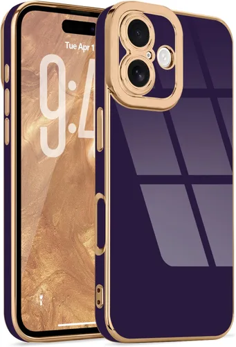 Miniatura 188 de Lafunda Diseñada para iPhone 13 Pro, fundas lujosas con chapado lindo para mujeres y niñas, elegante borde dorado, a prueba de golpes, TPU con funda