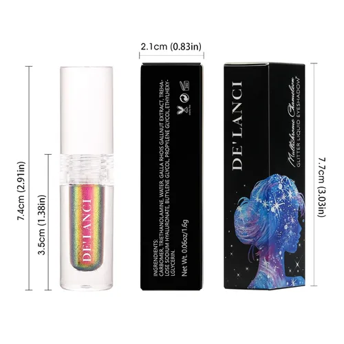 Miniatura 6 de Sombra de ojos líquida líquida brillante de metal duocromo multicromo, brillo de camaleón, impermeable de alta pigmentación, sombra de ojos líquida