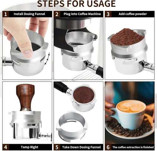 Miniatura 4 de YFWOOD Juego de embudo dosificador y pantalla de disco de 2.126 in, embudo de aluminio ligero para portafiltros Breville Barista, accesorios de café