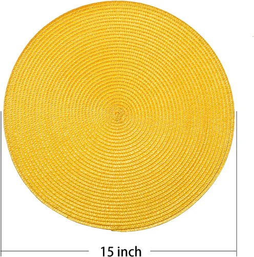 Miniatura 2 de AHHFSMEI Juego de 6 manteles individuales redondos trenzados de 15 pulgadas para mesas de comedor, tejido natural, resistentes al calor