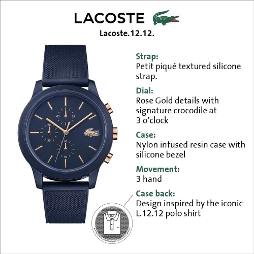 Miniatura 2 de Lacoste TR90 - Reloj de cuarzo para hombre con correa de goma azul 20 modelo 2011013