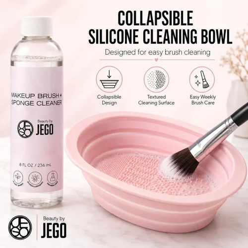 Miniatura 8 de JEGO Solución limpiadora de brochas de maquillaje, limpiador de esponjas, limpiador líquido para brochas de maquillaje, solución hipoalergénica y a
