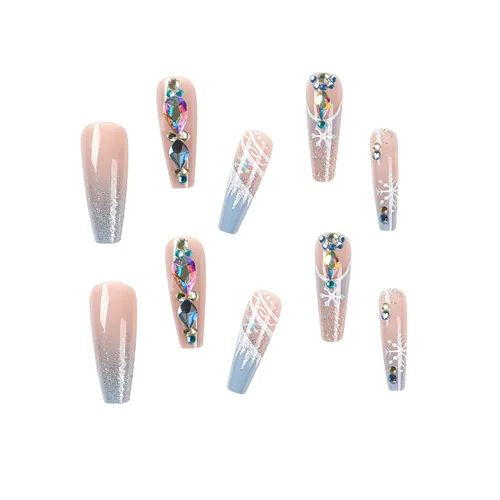 Miniatura 7 de 24 piezas de uñas postizas acrílicas de punta francesa, uñas de cobertura completa para mujeres, arte de salón en casa
