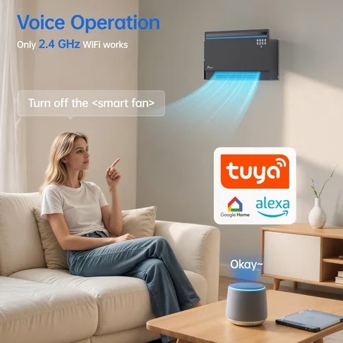 Miniatura 7 de Hawkrown - Calentador de panel eléctrico inteligente de 1800 W con altavoz Bluetooth, pantalla lírica y luces RGB, ventilador calefactor 6 en 1, Gris