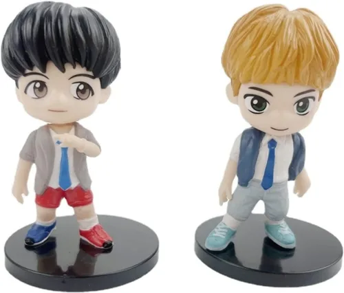 Miniatura 4 de Juego de 7 piezas de adornos para pasteles de personajes BTS, figuras de acción, juguetes, mini figuras BTS, muñecos, suministros para fiestas
