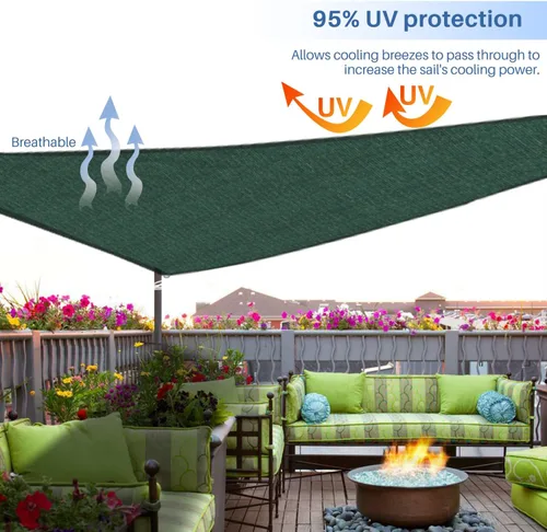 Miniatura 5 de E&K Sunrise - Toldo parasol triangular de 12 x 12 x 12 pies, bloquea los rayos UV, para patio, jardín, al aire libre (verde)