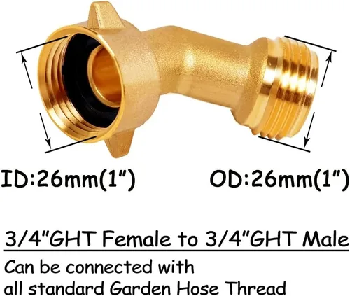 Miniatura 4 de Uenede Kit de adaptador de conector de manguera de jardín giratorio de latón de 3/4 pulgadas de rosca GHT de 5.5 pulgadas de longitud y conector