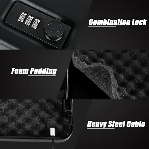 Miniatura 3 de Dalmbox - Caja fuerte para pistolas, caja de seguridad pequeña para pistolas de mano con cerradura de combinación, caja fuerte portátil para viajes