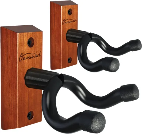 Miniatura 12 de Onmiwod Soporte de pared para guitarra, paquete de 2 unidades, colgador de guitarra de madera dura de ceniza, soporte de pared para guitarra