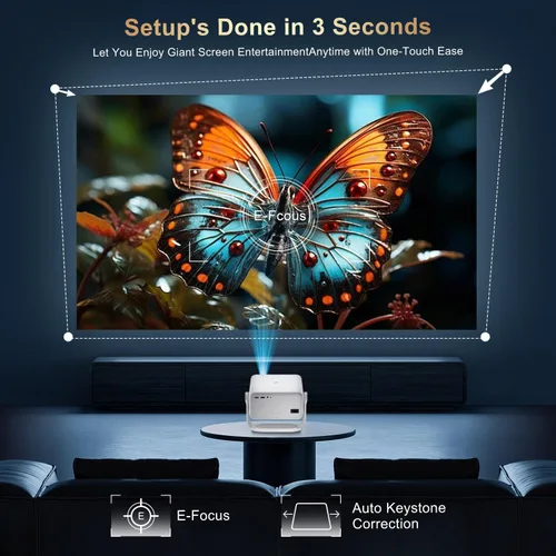 Miniatura 6 de Proyector nativo 1080P 4K, 600 lúmenes ANSI, WiFi y Bluetooth, aplicaciones integradas, enfoque eléctrico y Keystone automático, mini proyector