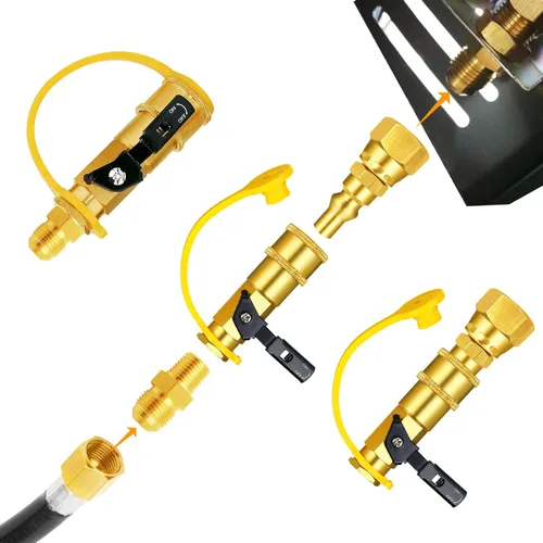 Miniatura 5 de Kit de adaptador de conexión rápida de propano de 1/4 "convertidor de manguera de propano hembra de 3/8 pulgadas a parrilla de gas, conexión rápida