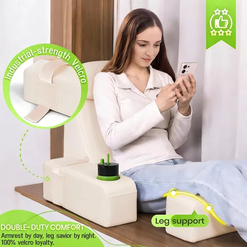 Miniatura 7 de Almohada de lectura para adultos, almohada de espalda para sentarse en la cama, almohada de respaldo para sentarse en la cama, brazos desmontables