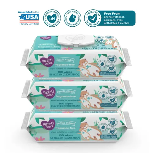 Miniatura 2 de Toallitas de bebé sin fragancia premium, suaves, gruesas y adecuadas para pieles sensibles, 300 unidades, hipoalergénicas, 99% de agua, pH