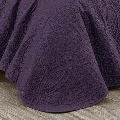 Miniatura 4 de Chezmoi Collection Austin - Juego de colcha extragrande de 3 piezas (tamaño Queen, morado) De gran