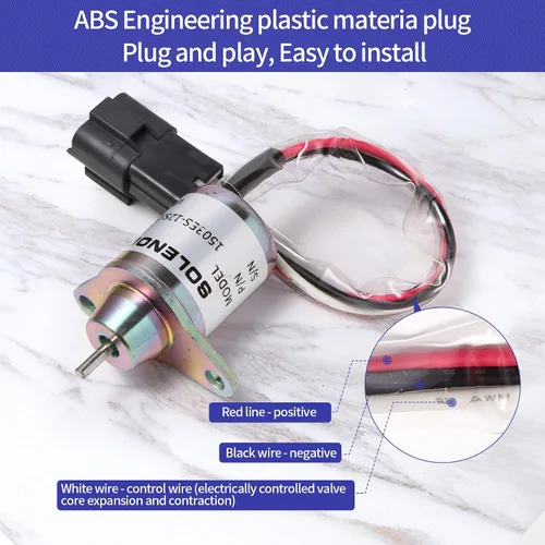 Miniatura 4 de M810324 Solenoide de apagado de combustible 119233-77932 Yanmar 1503ES-12S5SUC12S Reemplazar Woodward para John Deere 3038E 3036E 3032E 2025R 2032R