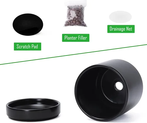 Miniatura 4 de D'vine Dev Juego de 4 macetas pequeñas de cerámica, maceta para suculentas de 3.5 pulgadas para plantas con orificio de drenaje y platillo
