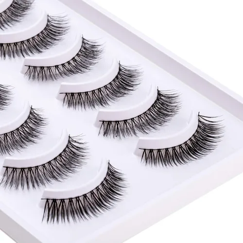 Miniatura 3 de EMEDA 002 - 10 pares de pestañas postizas de aspecto natural, pestañas postizas suaves, 100% hechas a mano, reutilizables, banda transparente, 1
