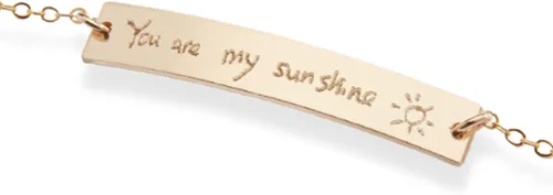 Pulsera de escritura a mano, joyería con colgante de barra de escritura a mano, firma conmemorativa, nota escrita a mano personalizada para niños,