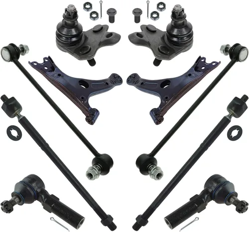 TRQ Kit de dirección delantera y suspensión con barras de acoplamiento, brazos de control, rótulas, barras estabilizadoras compatibles con Toyota