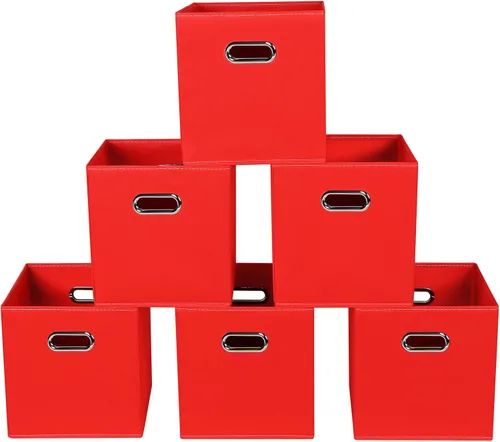Miniatura 47 de Contenedores de almacenamiento de tela, organizadores de tela con asa, cubos plegables para almacenamiento de tela o accesorios, 11 x 11 x 11 Naranja