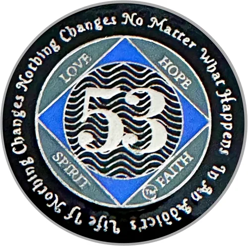 Miniatura 52 de (Años 1-55) NA Medallón de 7 años, plata, chapado en color azul, narcóticos cubiertos de epoxi Moneda anónima (NA 7 años medallón)