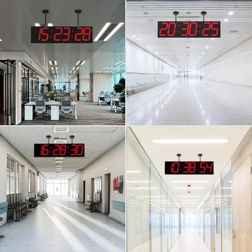 Miniatura 7 de CHKOSDA Reloj de pared digital de doble cara de 28.5 pulgadas, reloj grande LED multifuncional con temporizador, pantalla de temperatura y fecha