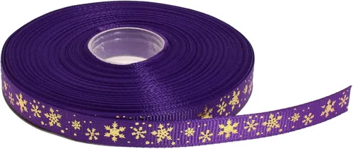 Miniatura 22 de Cinta de grogrén de copo de nieve con impresión dorada de 25 yardas cada rollo, borde tejido 100% poliéster (3/8 pulgadas, beige)