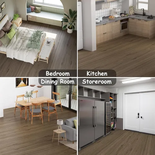 Miniatura 6 de Freshtour Rollo de Piso de Vinilo, Azulejos de Piso de Despegar y Pegar de Grano de Madera 23.6" x 118"/19 Pies Cuadrados, Piso de Vinilo Resistente