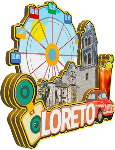 Miniatura 2 de Loreto México Imán de nevera con imán de madera 3D, monumentos coleccionables de viaje, decoración hecha a mano -2060