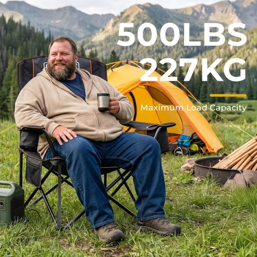 Miniatura 5 de Overmont Silla de camping plegable de gran tamaño, soporte de 500 libras con bolsillos acolchados para enfriar, sillas plegables resistentes
