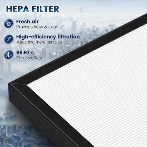 Miniatura 5 de Filtro de repuesto ProHEPA 9000 compatible con purificadores de aire VEVA 9000, 2 filtros de repuesto HEPA y 8 prefiltros de carbón activado