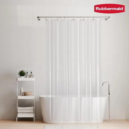 Miniatura 8 de Rubbermaid Forro de cortina de ducha transparente, forro de ducha de PEVA resistente al agua para baño, con imanes y ojales gris carbón inoxidables