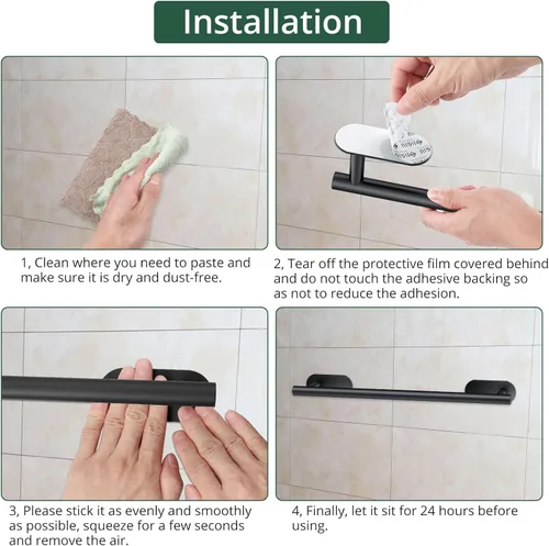 Miniatura 9 de JiGiU Toallero de 16 pulgadas, juego de accesorios de baño autoadhesivos con soporte para papel higiénico y 3 paquetes de ganchos para toallas, kit
