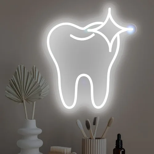 Miniatura 2 de Letrero de neón para decoración de dientes, luz de oficina dental, accesorios para dentistas, letreros LED regulables, letreros de neón sonríe, arte
