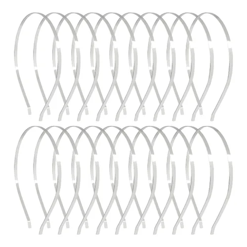 Lawie Paquete de 20 diademas delgadas de metal duro en blanco de 0.197 pulgadas (0.197 in), color plateado, dorado y negro, banda delgada de alambre