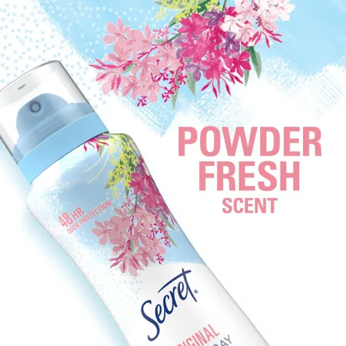 Miniatura 8 de Secret Dry Spray Desodorante Antitranspirante para Mujeres, Protección sin Peso por 48 Horas contra el Sudor y el Olor, Suave para la Piel, Aroma