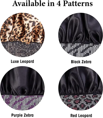 Miniatura 6 de Red by Kiss Gorro de dormir sedoso con borde ancho, diseño de diamante, sin encrespamiento de Keyshia Cole, súper Jumbo (leopardo de lujo), Luxe