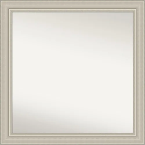 Miniatura 540 de Amanti Art Espejo de baño plateado para sobre fregadero, 23 x 23 pulgadas, espejo cuadrado plateado en ángulo, marco de madera moderno medio, se