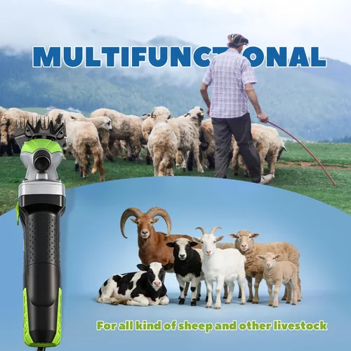 Miniatura 8 de Tijeras de oveja profesionales 850 W 2400 RPM resistentes con 4 cuchillas (13 dientes rectos/13 dientes curvos/9 dientes rectos / 9 dientes curvos)
