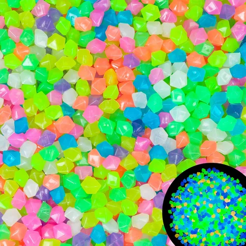 Miniatura 8 de 300 piezas de piedras que brillan en la oscuridad, guijarros luminosos, piedras luminosas para exteriores para pecera, jardín, patio, acuario