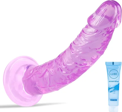 Miniatura 23 de Juguetes sexuales suaves y realistas de 9.4 pulgadas con ventosa para jugar con manos libres, pene grueso azul-morado adecuado para Violeta-Azul