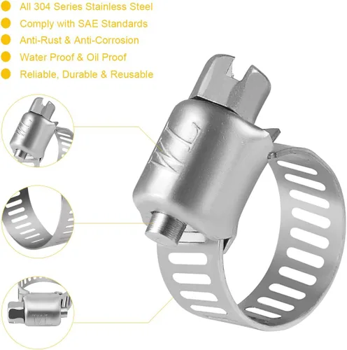 Miniatura 2 de Winlong Abrazaderas de manguera de acero inoxidable de 1/2 pulgadas, 24 unidades de abrazaderas de manguera de transmisión de engranajes