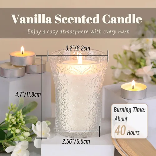 Miniatura 2 de HAVITI Vela perfumada de azúcar de vainilla, velas de tarro de soja Galentines para el día de San Valentín, regalo para hombres y mujeres, velas