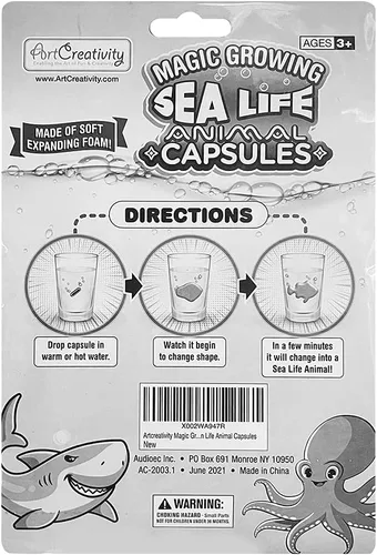 Miniatura 3 de ArtCreativity Magic Growing Sea Life - Cápsulas de animales marinos, 2 paquetes, 24 cápsulas expandibles de animales, crecer en agua, lindo