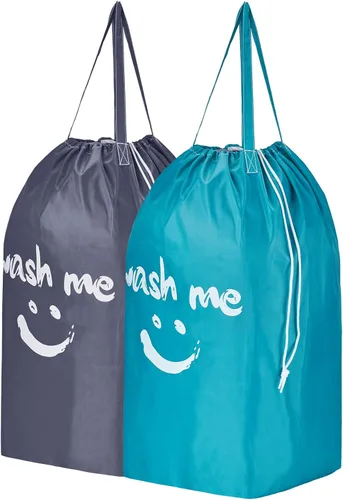 HOMEST Paquete de 2 bolsas de lavandería de viaje con asas, base cuadrada que puede transportar hasta 3 cargas de ropa, almacenamiento de ropa sucia